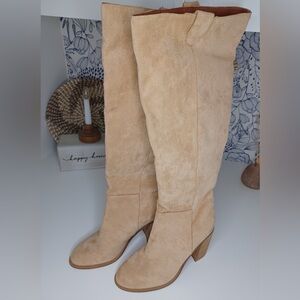 Altar'd State Beige Over the Knee suede Boots, size 8. NWT